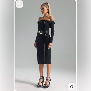 Bella Barnett Off-Shoulder Bandage Midi Dress - New With Tags